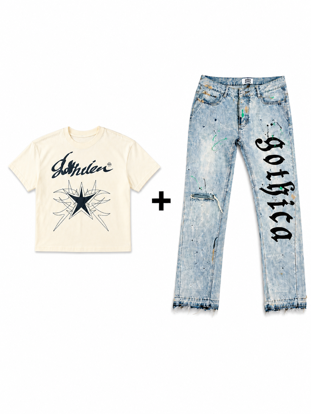 Gothica Denim + Flying Star Tee Bundle