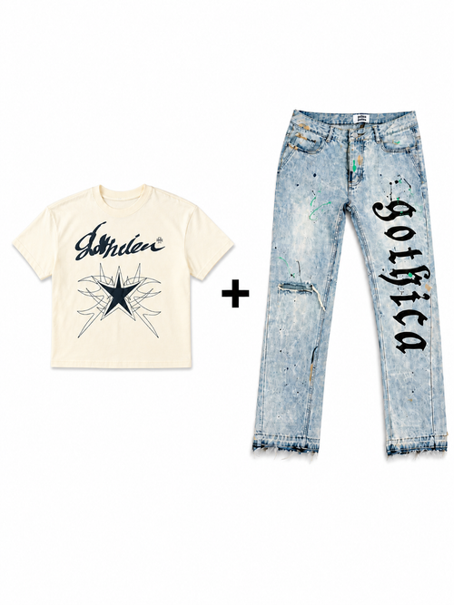 Gothica Denim + Flying Star Tee Bundle